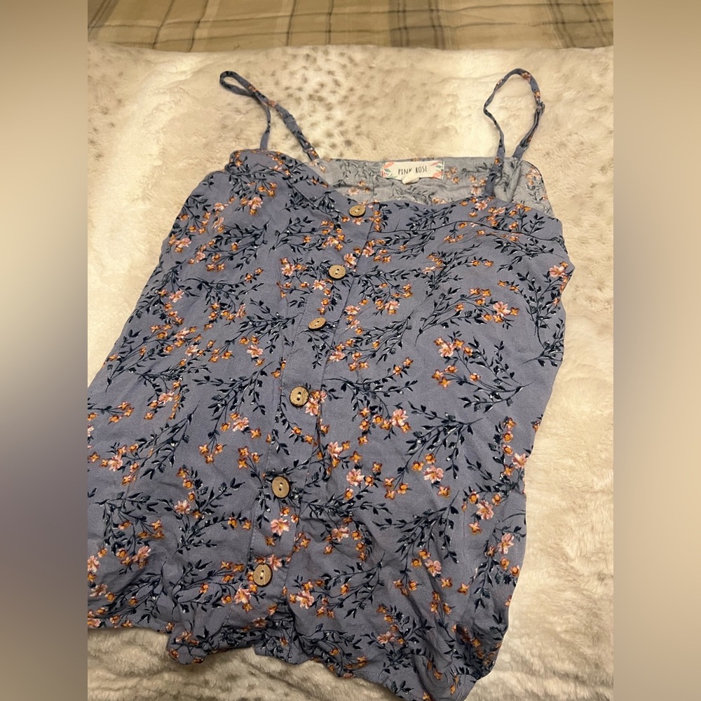 Purple Floral Spaghetti Strap Tank